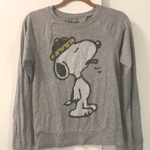 F21 Snoopy Shirt Grey Long Sleeve Size Small
